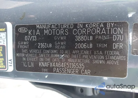 2014 Kia Forte Lx from USA, damaged, VIN KNAFX4A64E5116535